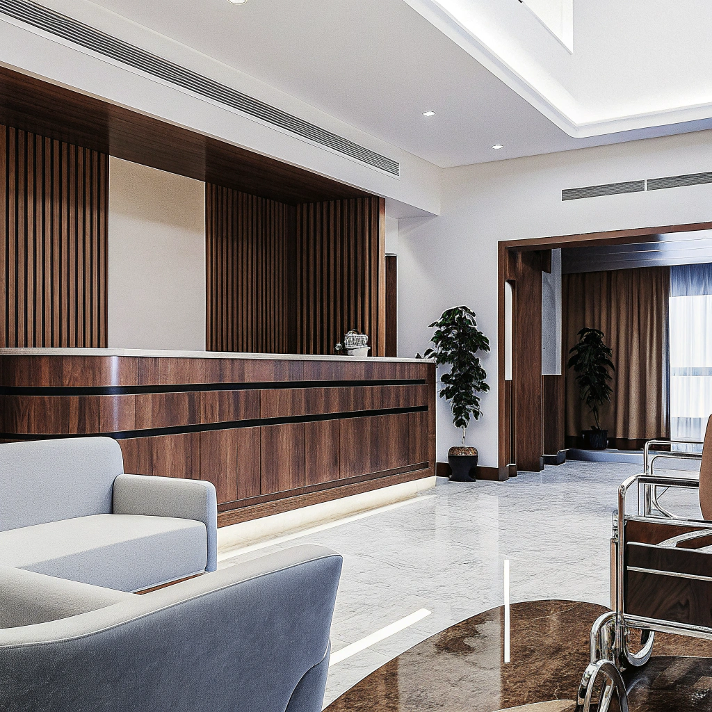 Empfangsbereich der Derm4Hair Praxis